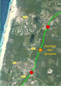 Jonction des 2 groupes partis de Messanges et de Moliets